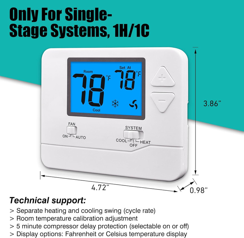 Non-Programmable Thermostats for Home 1 Heat/1 Cool Conventional Single-Stage gallery