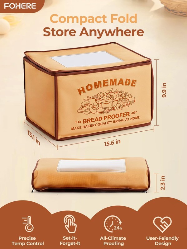 FOHERE Bread Proofing Box, 32-113°F Temp Control & 48H Timer, Folding Dough P... gallery