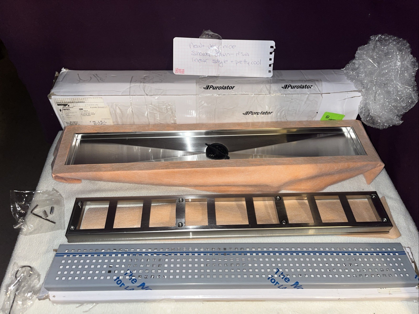 Purolator Stainless Steel Linear Drain & Flange Edge for Shower, 24-Inch. Nice! gallery