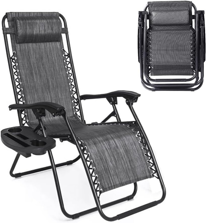 Zero Gravity Chair, Folding Outdoor Patio Lounge Recliner w/ Cup Holder gallery