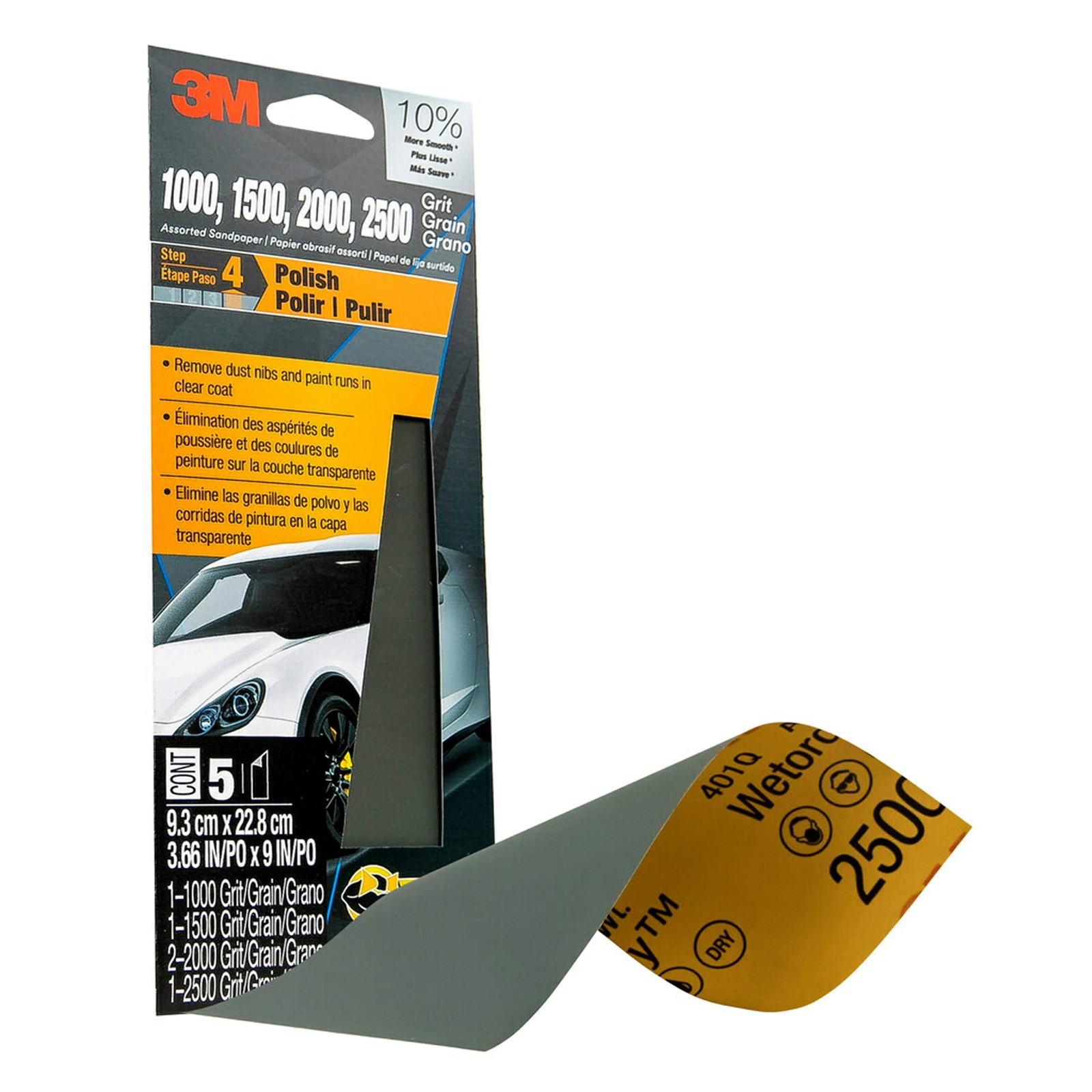 3M Wetordry Sandpaper, 03006, Assorted Grits (1000, 3 2/3 in x 9 in, gallery