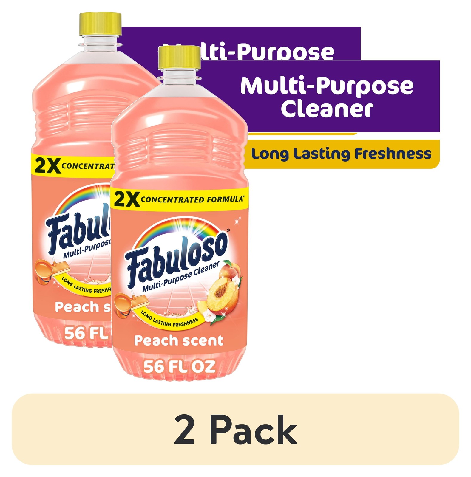 (2 pack) 2X Multi-Purpose Cleaner, No Rinse Floor Cleaner, Peach Scent, 56 fl oz gallery