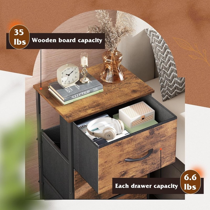 Rustic Brown 3 Drawer Chest Organizer for Bedroom Living Room Easy Assembly gallery