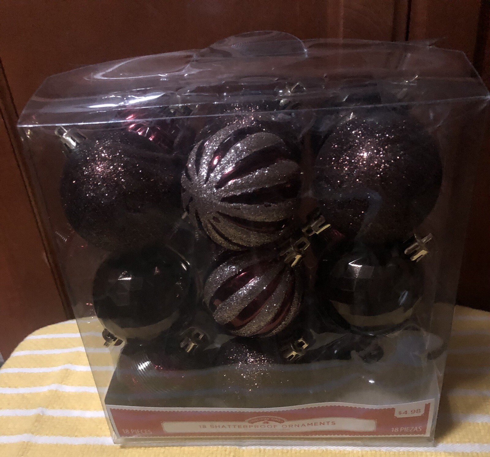 Holiday Time 17 Shatterproof Ornaments Maroon, Bronze, Gold Christmas Round. NIB gallery