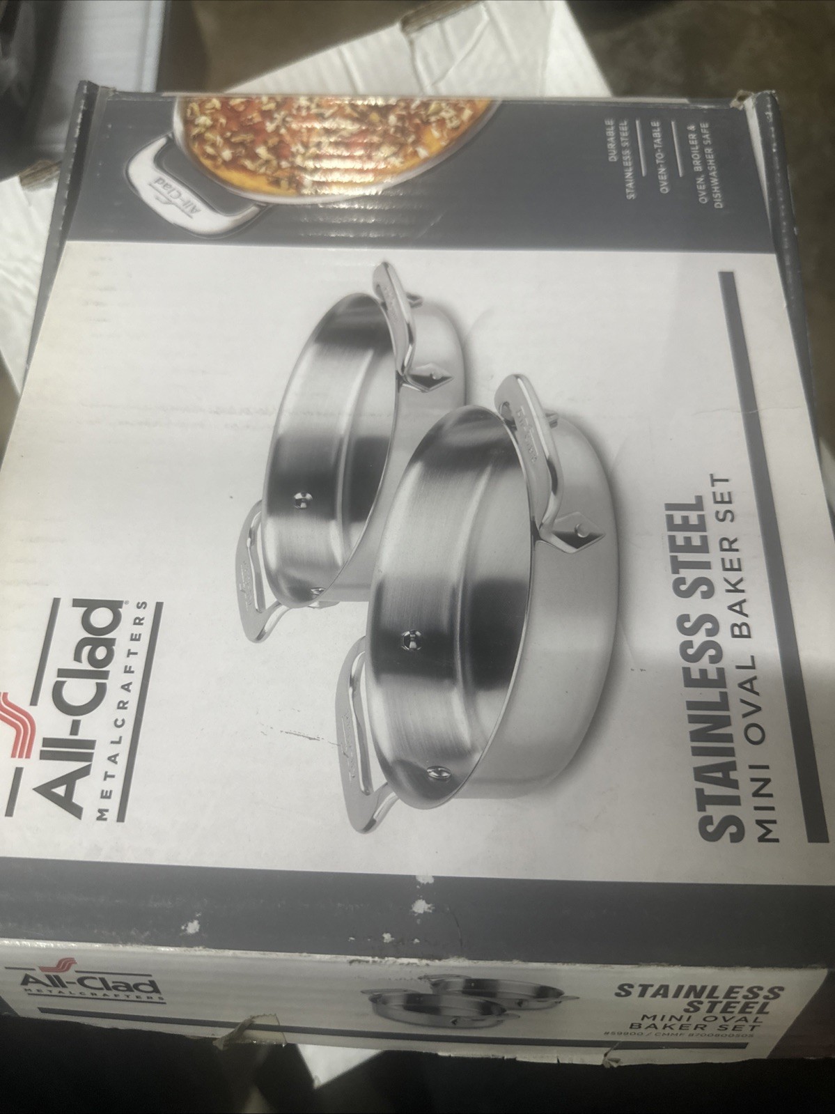 ALL-CLAD Mini Oval Baker Set Stainless Steel Pot Baking Roasting 59900 Pair New gallery