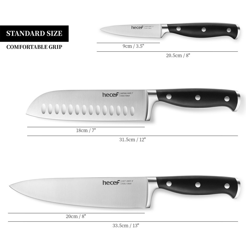Kitchen Knife Set 3PCS Ultra Sharp Stainless Steel Chef Knife w/ ABS Handle gallery