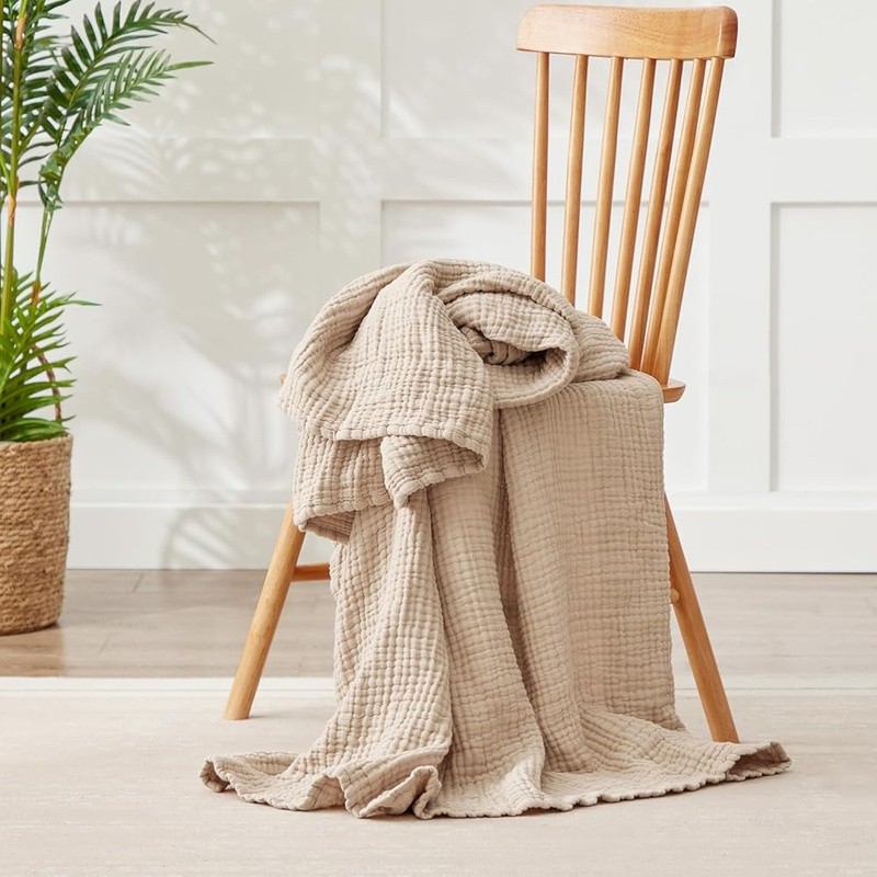 100 Cotton Muslin Blanket Breathable Soft Lightweight Cozy Versatile Gift New gallery