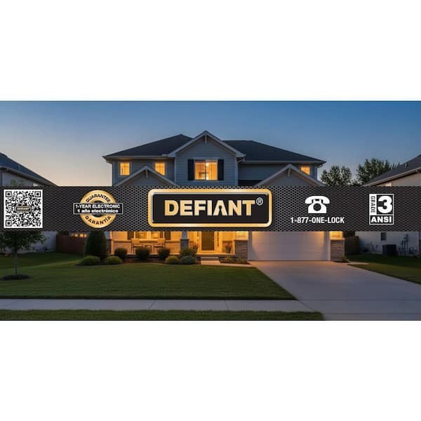 Defiant Electronic Deadbolt Keypad Satin Silver, Backlit LED, ANSI Grade 3 gallery