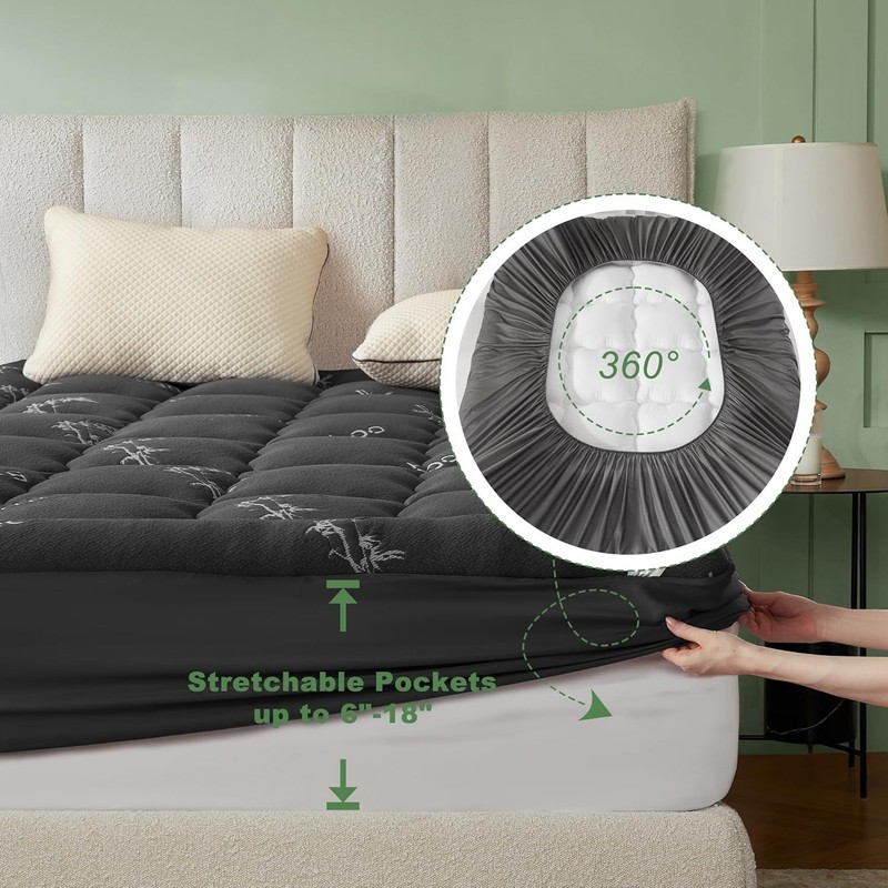 Thick King Mattress Topper with Stretchable Pockets - Soft Sleep Enhancement gallery
