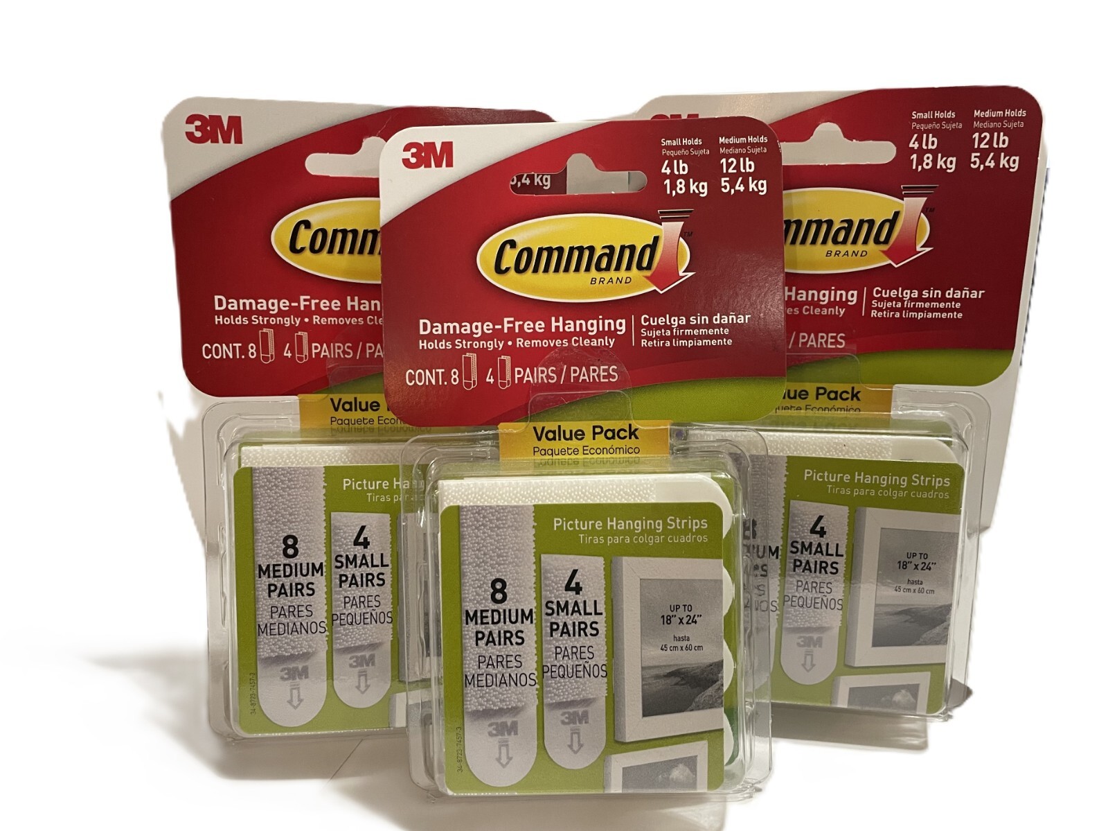 Command Picture Hanging Strips Value Pack 8 Medium & 4 Small Pairs PACK OF 3 gallery