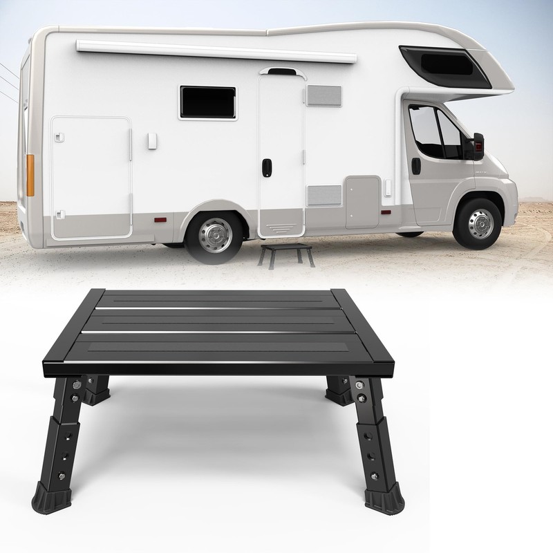 Adjustable RV Step Stool, 3-Step Height Adjustment, Foldable Legs, Wide Anti-... gallery