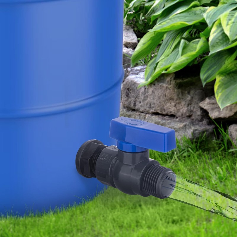 PVC Rain Barrel Spigot Kit 2 Pack 3/4" GHT Garden Diverter Kit With Bulk... ... gallery