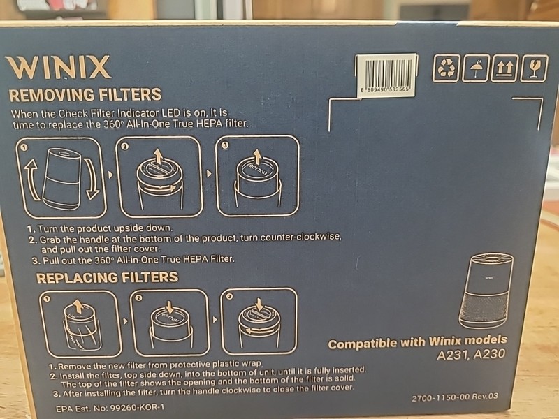 Winix Replacement Filter O 1712-0110-00 for A231 & A230 Air Purifier - True HEPA gallery