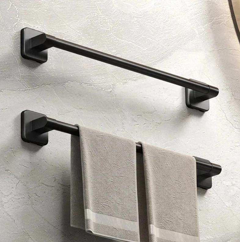 1pc Self-Adhesive Bathroom Towel Rack No-Drill Aluminum Alloy Towel Holder gallery