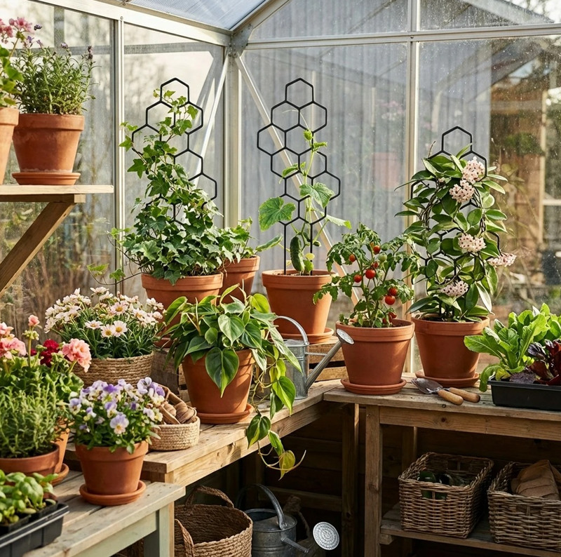 2pcs Honeycomb Plant Trellis Plastic Climbing Support Frame gallery