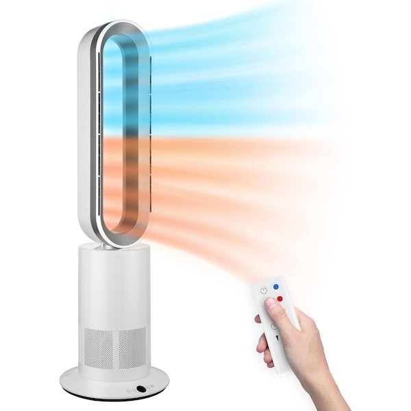 34 Inch Bladeless Tower Fan with Heater and Fan Combo for Home - White gallery
