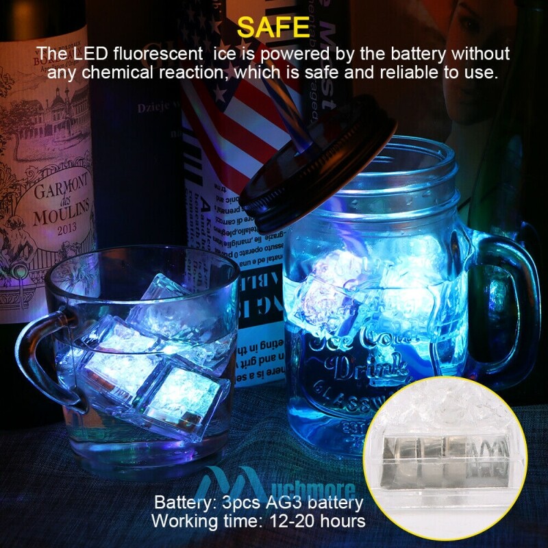 48pcs Glowing LED Ice Cubes Flash Light For Party Bar Drinks Wine Glass Decorate gallery