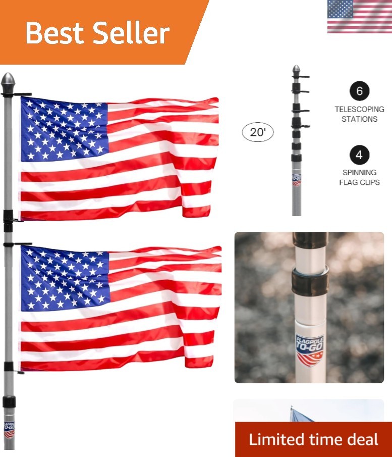 Compact 20' Telescoping Aluminum Flagpole - Travel-Friendly for All Events gallery