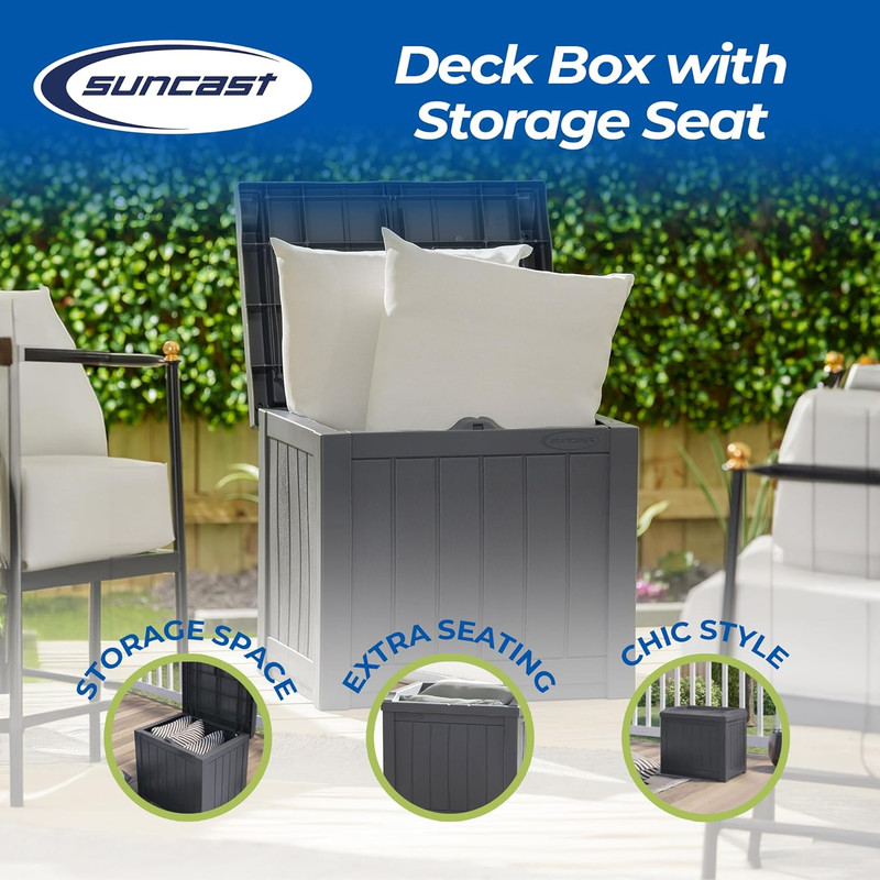 2 Pack Small Deck Box Storage W/Bench Seat for Indoor & Outdoor Use, 22 Gal., Cy gallery