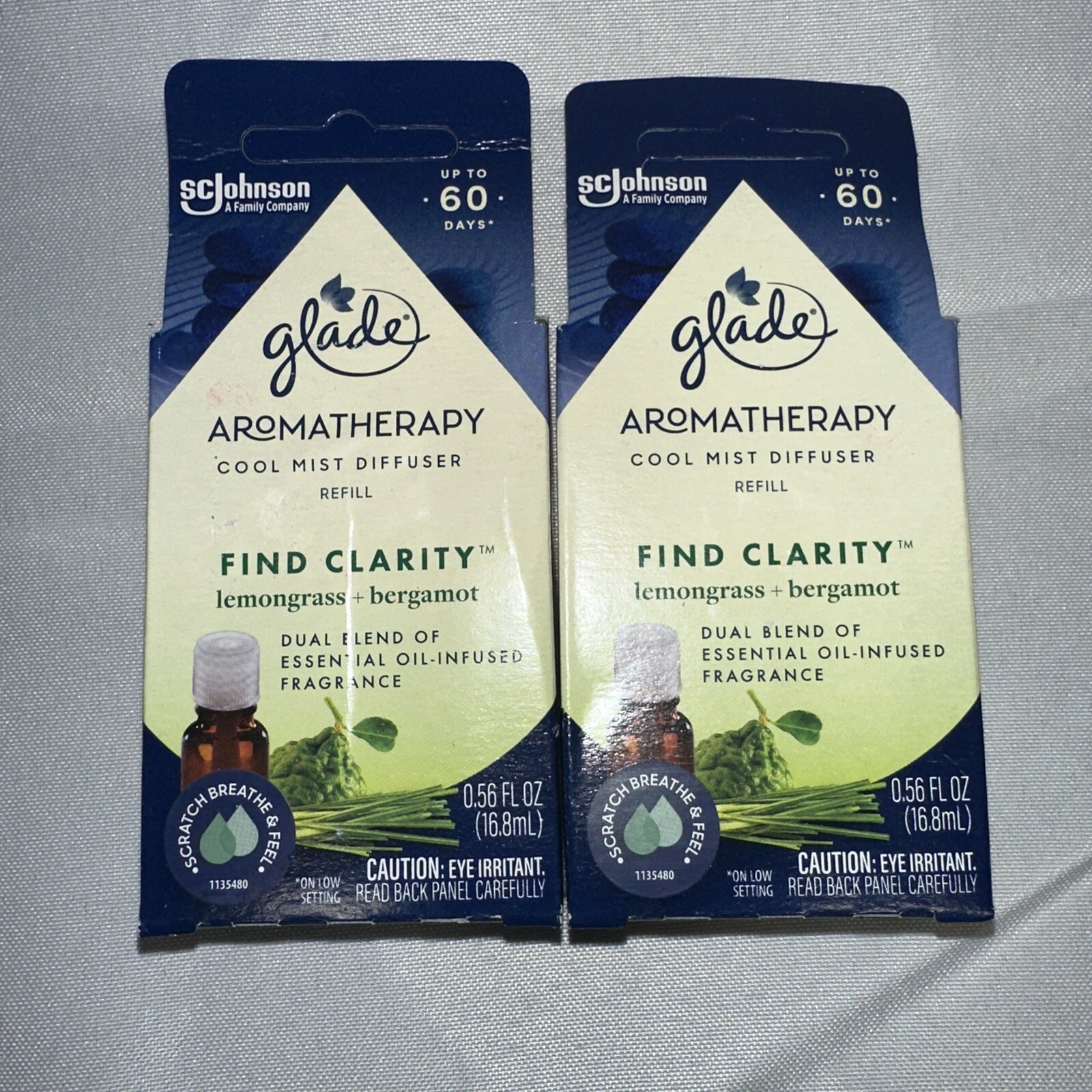 2 Pack Glade Cool Mist Diffuser Oil Refill Find Clarity Lemongrass Bergamot 0.56 gallery