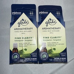 2 Pack Glade Cool Mist Diffuser Oil Refill Find Clarity Lemongrass Bergamot 0.56