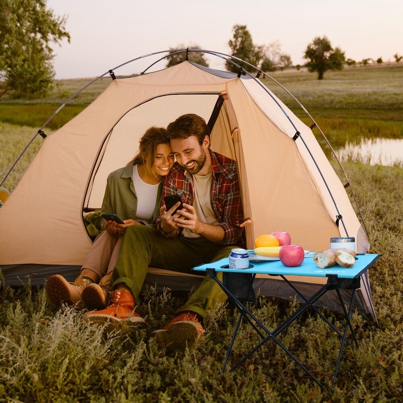 VILLEY 22" Folding Camping Table Portable with Carry Bag Cup Holder Light Weight gallery