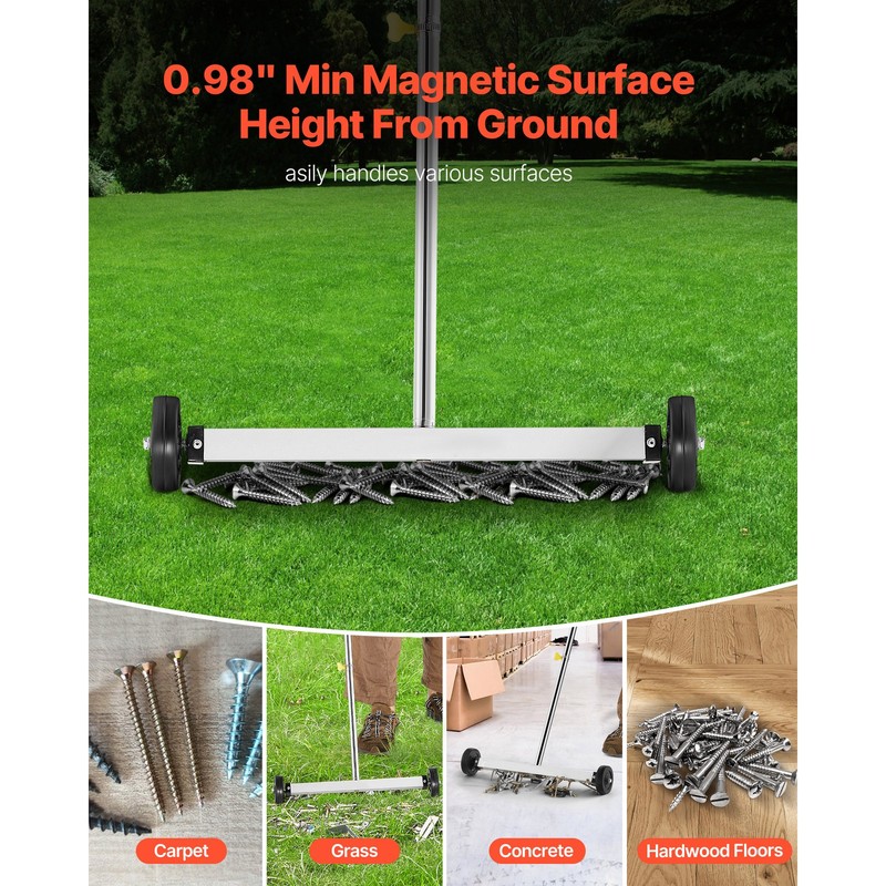 17" Rolling Magnetic Sweeper Picks up Tools Nails Screws Clips 10 lbs Capacity gallery