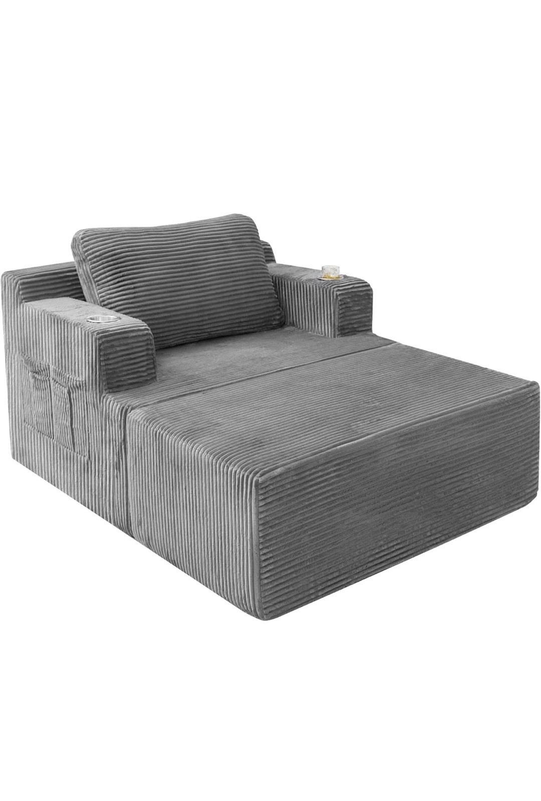 Folding Sofa Bed, Convertible Sleeper Chair Couch Foldable Queen Size Grey gallery