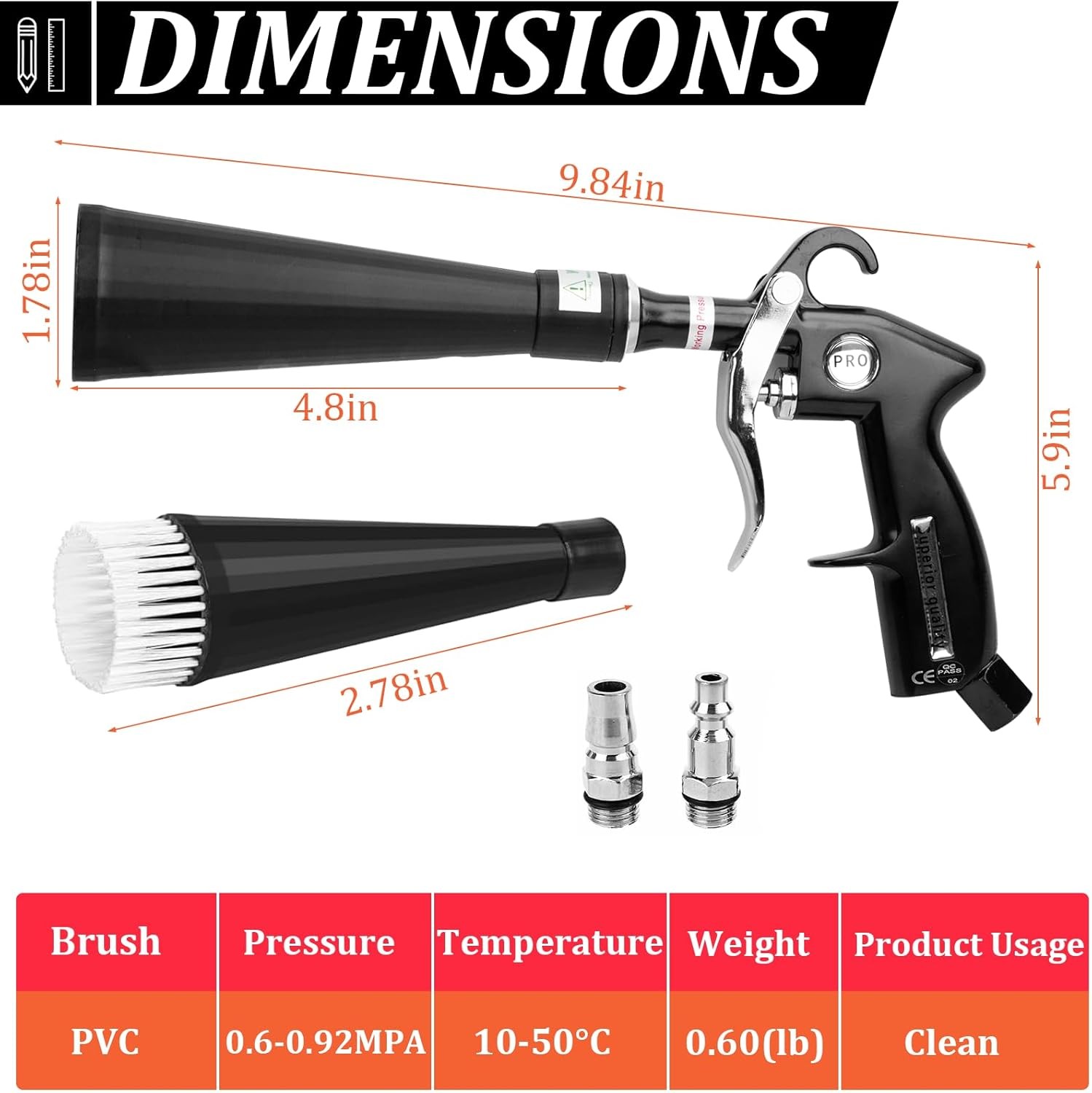 Car Cleaning Gun, Interior Detailing Dryer Air Blow Gun with 2 Nozzles, High Pre gallery