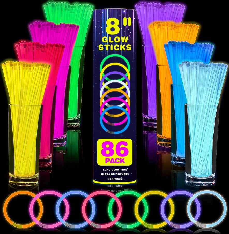 86 PCS Ultra Bright Glow Sticks, 8 Inch Glow Sticks Bulk Party Pack gallery