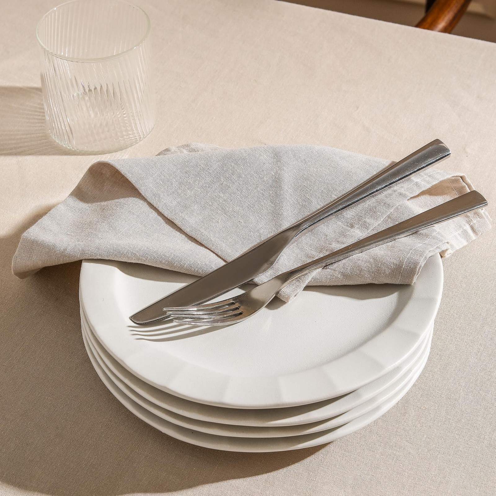 Stone Lain Oasis Stoneware Plate Dish Set 4-Piece Dinner Plates - Ceramic gallery