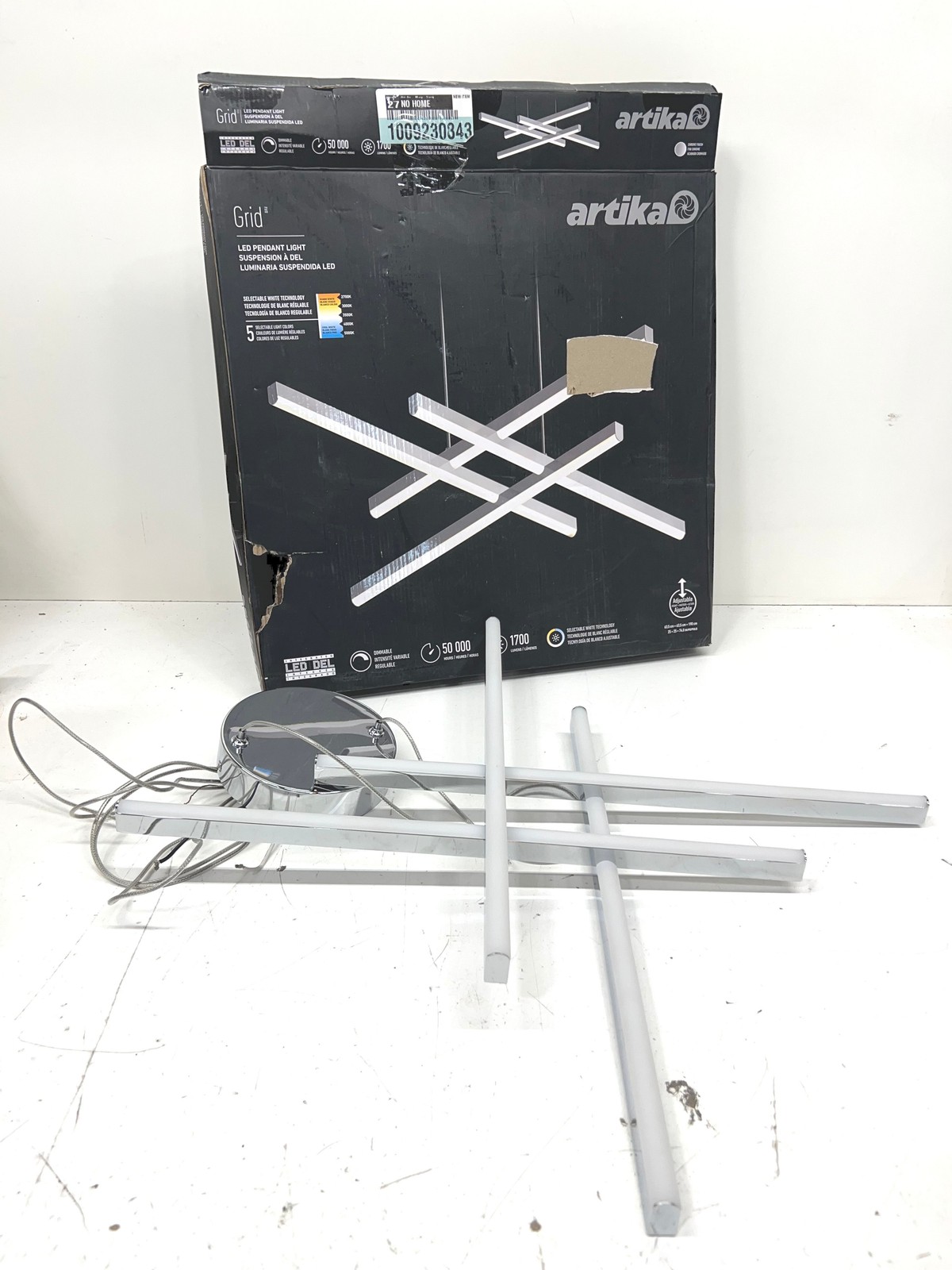 Artika Grid 1-Light Chrome Modern 5 CCT Integrated LED Pendant *USED* gallery