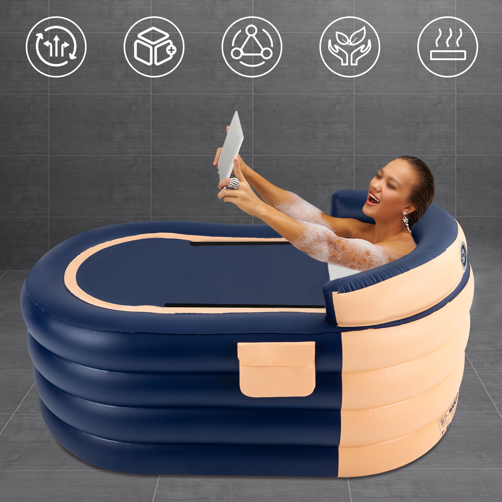 Portable Ice Bath Tub PVC Inflatable Hot Bathtub SPA Massage Athletes Outdoor gallery