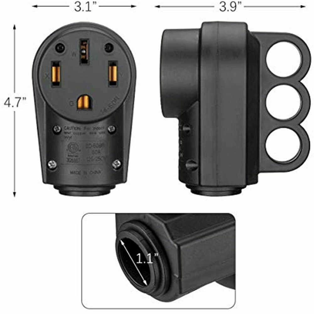 50AMP RV Replacement Female Plug with Easy Unplug Design ETL Certified Black gallery