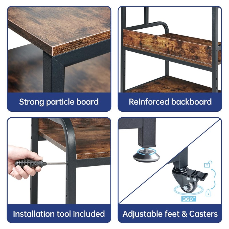 32.3" Wide Extra Large Printer Stand, 3 Tier Printer Table with Adjustable St... gallery