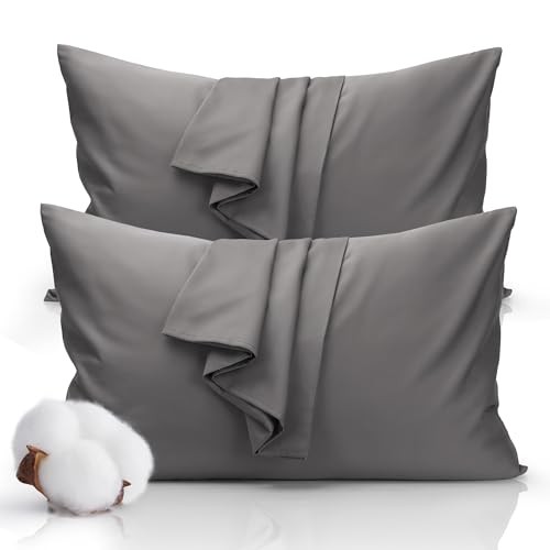 Queen Size Pillowcase Set - 500 Thread Count, 100% Cotton Sateen0" x 2 Gray Fo2 gallery