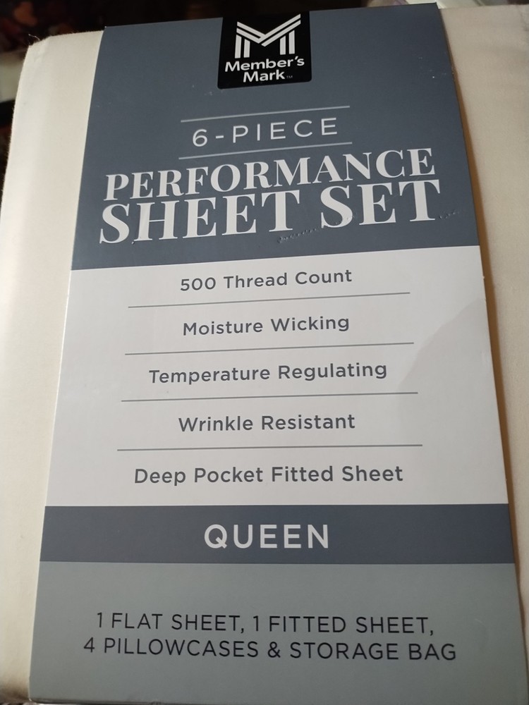 Member's Mark 500 Thread-Count Performance Solid Sheet Set, 6 Piece Ship $4