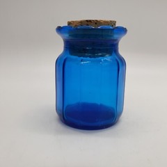 Dodecagon Corked Glass Bottle Jar Cobalt Blue Clear Glass 3.25″ T