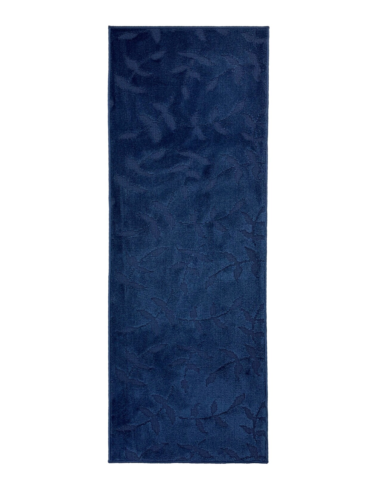Custom Size Navy Leaves Floral Design Washable Runner Rugs 26" Wide by Feet Size gallery