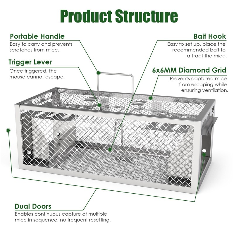 2 Pack Automatic Humane Rat Trap With Reusable Galvanized Iron Live Animal Cage gallery