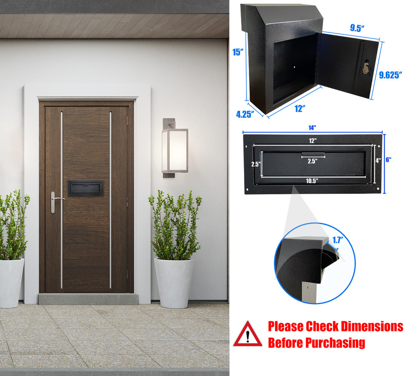 OPEN BOX Through the Door Locking Mail Drop Box, Theft Proof Payment Mailbox gallery