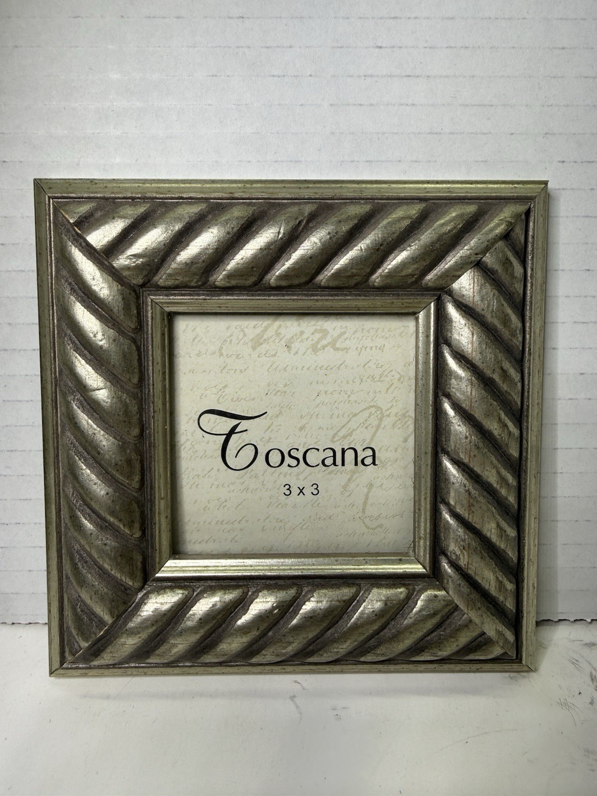 Toscana 3x3 Standing Photo Frame Silver Rear Loading Vintage gallery