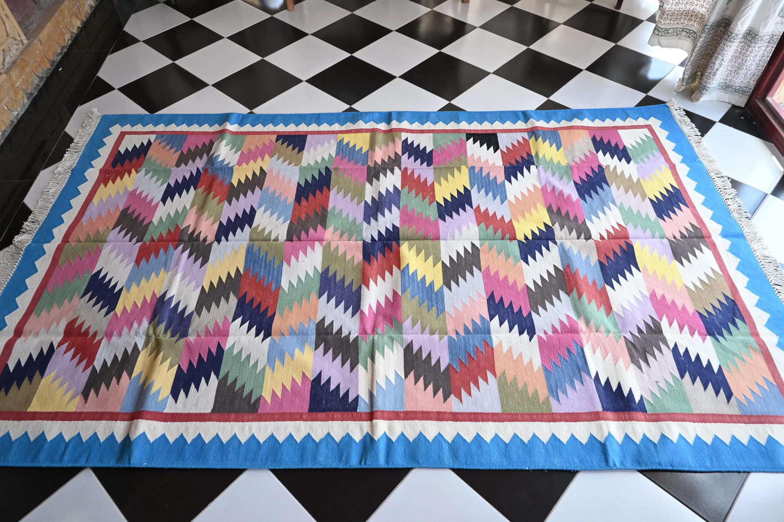 Rugmoda Cotton Multicolor Zigzag Geometric 5x8 Living Room Area Rug gallery