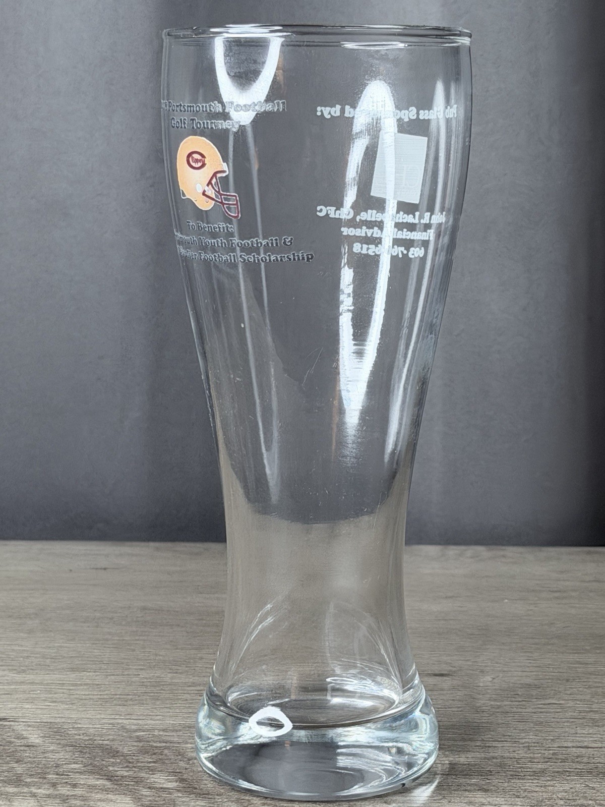 8.5" Clear Pilsner-Style Beer Glass Portsmouth Football Colts Tourney Helmet gallery