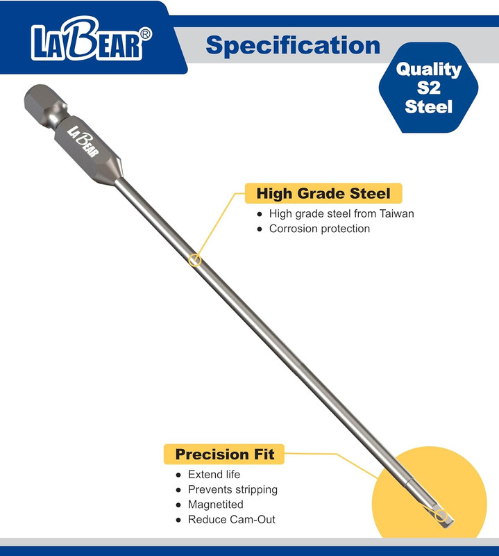 Hex bit set METRIC 6 inch long, 1/4" Shank Hex Head Allen Wrench gallery