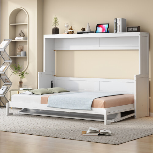 Full Queen Size Murphy Wall Bed with Hydraulic Lift and Desk Cabinet Hidden Bed gallery