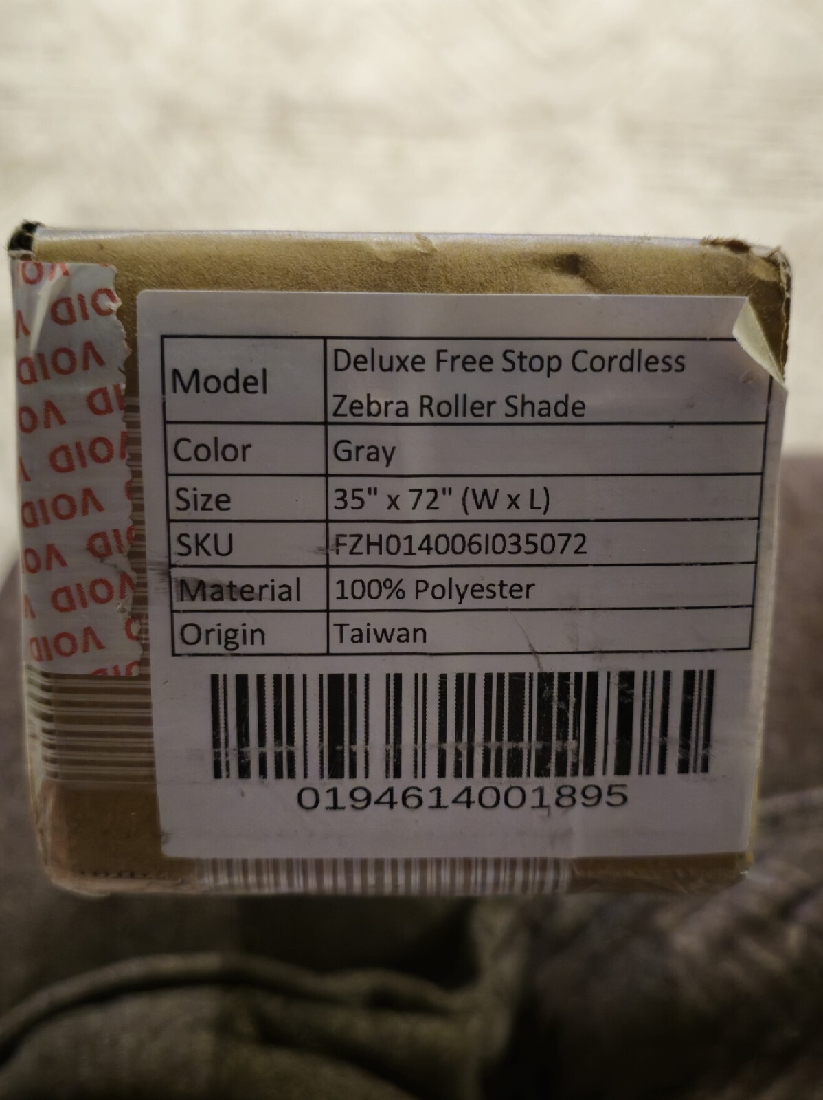 Godear Design Cordless Light Filtering Zebra Roller Shade Gray - 35" W x 72" L gallery