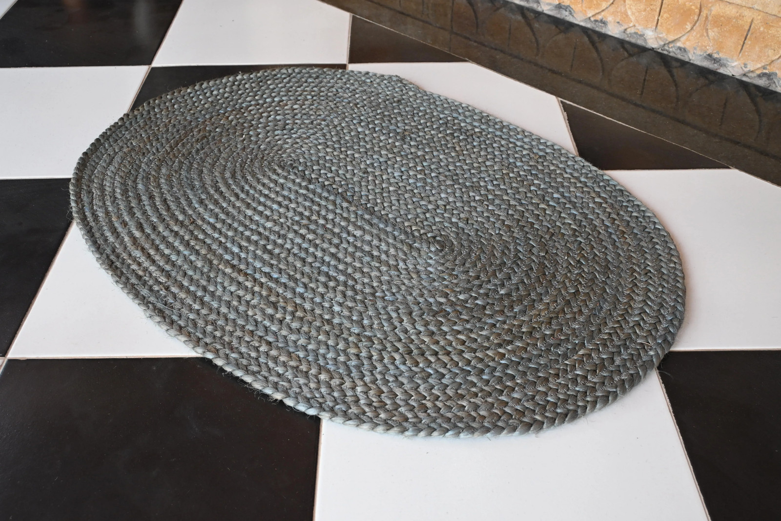 Rugmoda Jute Blue Braided Round 1.5x2 ft Entryway Doormat Rug gallery