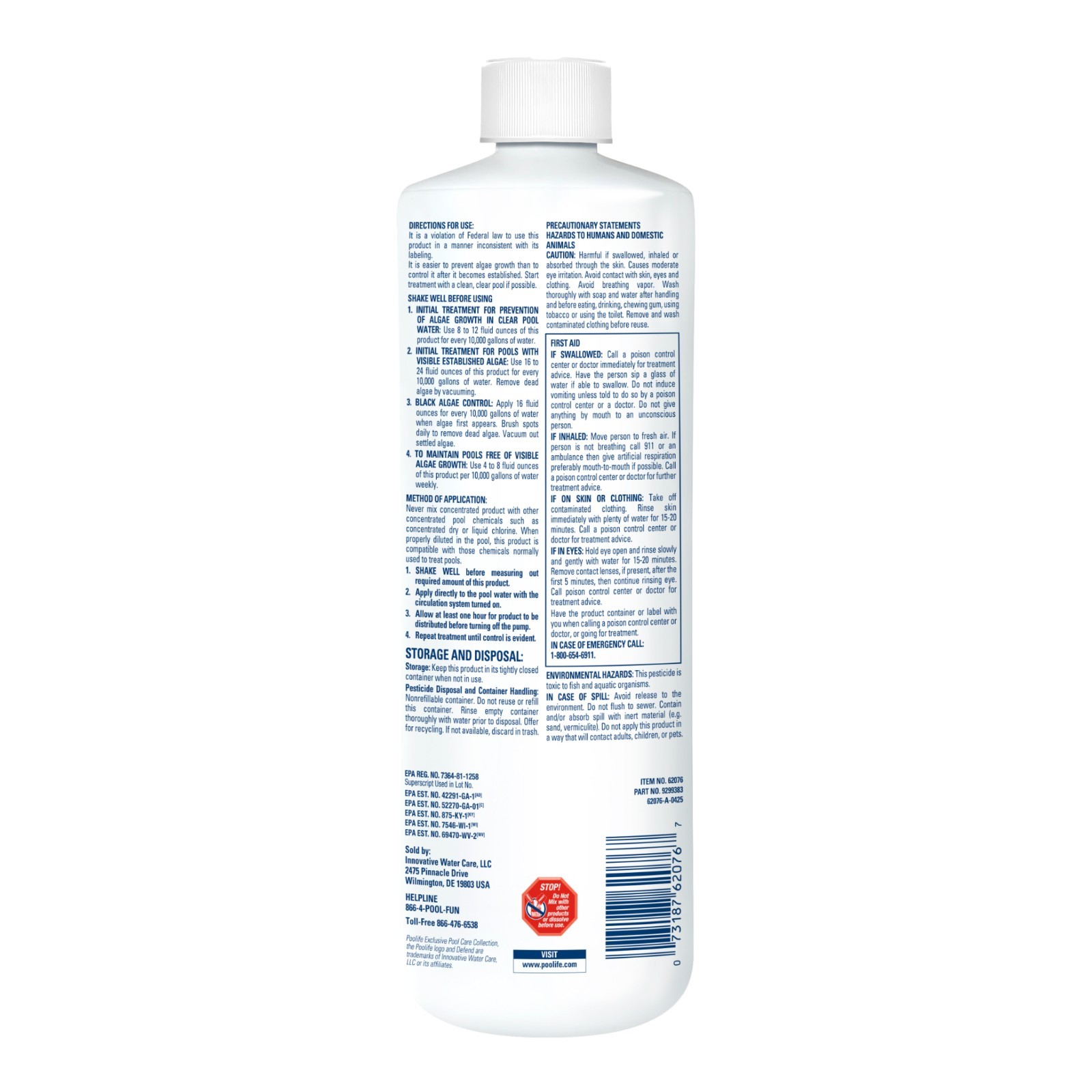 Poolife Defend+ Algaecide (1 qt) gallery