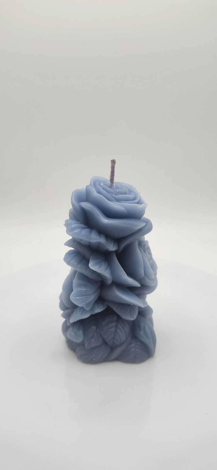 Handmade Beeswax Rose Pillar Candle Sky Blue gallery